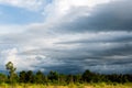 thunder storm sky Rain clouds and gloomy sky in black and white. Royalty Free Stock Photo