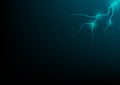 Thunder storm vector realistic lightning thunderbolt in blue or neon green tone on black background, Magic and bright electricity Royalty Free Stock Photo