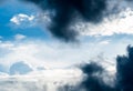 thunder strom sky Rain clouds and gloomy sky in black and white. Royalty Free Stock Photo