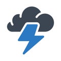Thunder glyph color vector icon