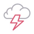 Thunder thin line color vector icon