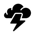 Thunder glyph flat vector icon