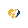Thunder Wolf heart shape concept Logo design