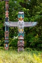 Thunderbird house post, one of the Stanley Park Totem Poles in Vancouver, British Columbia Canada Royalty Free Stock Photo