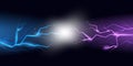 Thunderbolt background. Blue lightning effect, flash electric energy. Versus concept, thunder light in storm. Charge Royalty Free Stock Photo