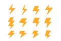 Thunderbolt icon set. Yellow sale promotion sign. Flash vector thunder