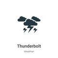 Thunderbolt vector icon on white background. Flat vector thunderbolt icon symbol sign from modern weather collection for mobile