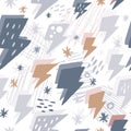 Thunderbolt wallpaper.Hand drawn doodle thunder backdrop in Scandinavian style