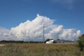 Thundercloud in the sky over the field landscape of nature in Siberia Royalty Free Stock Photo