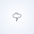 Thundercloud, thunderstorm, vector best gray line icon