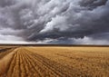 Thunderclouds above fields Royalty Free Stock Photo