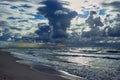 Thunderclouds over the sea. Stormy sunset on the baltic sea Royalty Free Stock Photo