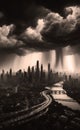 Thunderclouds and Rain over the City. AI Generated