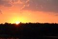 Thunderclouds sunset forest lake