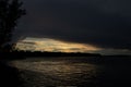 Thunderclouds at sunset over the Dnieper river in Ukraine Royalty Free Stock Photo