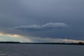 Thunderclouds at sunset over the Dnieper river in Ukraine Royalty Free Stock Photo