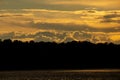 Thunderclouds at sunset over the Dnieper river in Ukraine Royalty Free Stock Photo