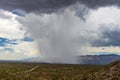 Thunderhead cloud produces rain shower over semi-desert grassland prairie Royalty Free Stock Photo