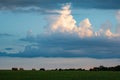 Thunderhead clouds over pasture Royalty Free Stock Photo