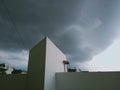 Thundering cloud on building