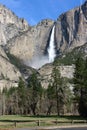 Thundering water and spray, Yosemite Falls, Yosemite National Park. Royalty Free Stock Photo