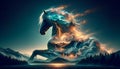 Thunderolt horse scene illustration - AI generated image