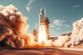 Thunderous Rocket launch fire takeoff. Generate Ai Royalty Free Stock Photo