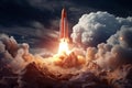 Thunderous Rocket launch. Generate Ai Royalty Free Stock Photo