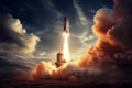 Thunderous Rocket launch takeoff dramatic. Generate Ai