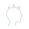 Thunders over human head line style icon vector design