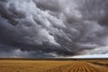 Thunderstorm above fields after harvesting. Royalty Free Stock Photo