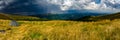 Thunderstorm is approaching in the ÃÂ¡arpathians. Panorama Royalty Free Stock Photo