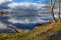 A thunderstorm is approaching, nature froze in anticipation of a storm swirling, swirling clouds of rain. Royalty Free Stock Photo