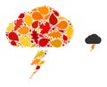 Thunderstorm Autumn Mosaic Icon with Fall Leaves