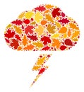 Thunderstorm Autumn Mosaic Icon with Fall Leaves