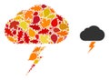 Thunderstorm Autumn Mosaic Icon with Fall Leaves