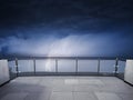 Thunderstorm on the beautiful balcony. Balcony view of sky with thunder. Landscape. Night. Terrace with a beautiful view of storm