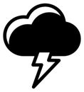 Thunderstorm black icon. Lightning cloud weather symbol Royalty Free Stock Photo