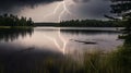 Thunderstorm Brewing Over Calm Lake