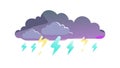 Thunderstorm Cloud with Multiple Lightning Strikes, vector design Generative AI Royalty Free Stock Photo