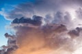 Thunderstorm clouds against blue sky at sunset Royalty Free Stock Photo