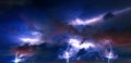 Thunderstorm clouds with lightning at night Royalty Free Stock Photo