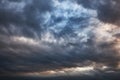 Thunderstorm cloudy sky, moody stormy sky panorama scenery