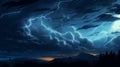 Thunderstorm: A Comic Image Of Black Lightning In The Sublime Wilderness