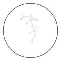 Thunderstorm crack icon black color in round circle