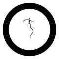 Thunderstorm crack icon black color in round circle