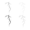 Thunderstorm crack icon outline set grey black color