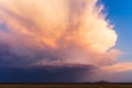 Thunderstorm cumulonimbus cloud at sunset