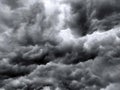 Thunderstorm dark clouds blurred sky background