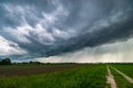 Thunderstorm with developing shelf cloud Royalty Free Stock Photo
